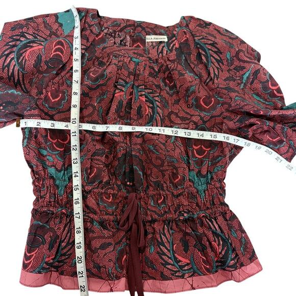 Ulla Johnson Denisa Carmine Peplum Blouse Dark Academia Boho Preppy Floral Sz M - Picture 5 of 9